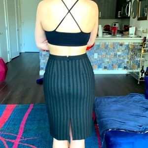 BCBG striped black pencil skirt